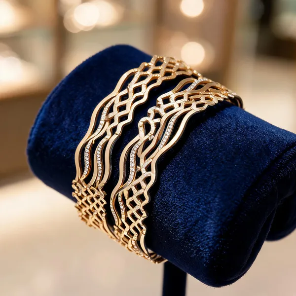 Gold_Metal_Wavy_Stone_Studded_Bangle_Set_For_Women