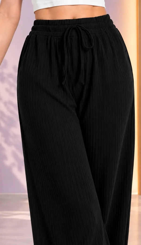 Black_Rayon_Textured_Wide_Leg_Palazzo_Pant_For_Women
