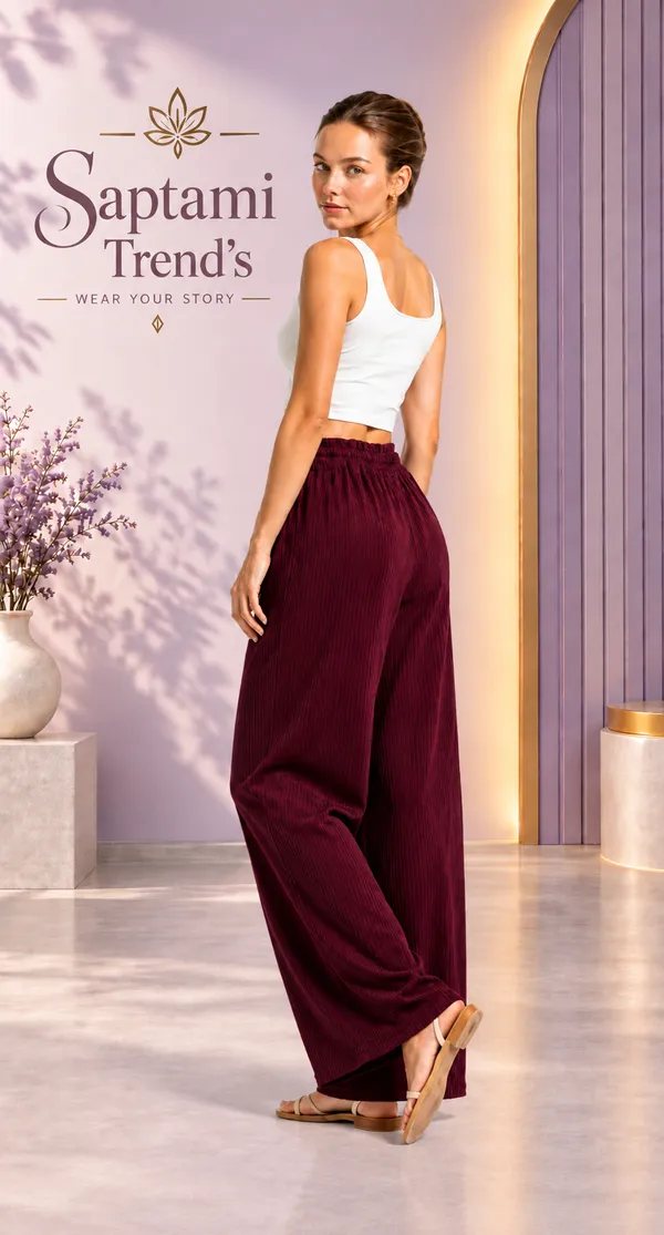 Wine_Rayon_Textured_Wide_Leg_Palazzo_Pant_For_Women