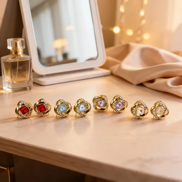 Golden_Stainless_Steel_Multicolor_Stud_Earrings_Set_For_Women