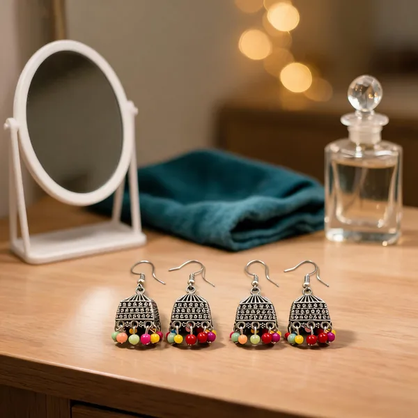 Oxidised_Silver_Alloy_Beaded_Jhumka_Earrings_For_Women_-_Pack_Of_4