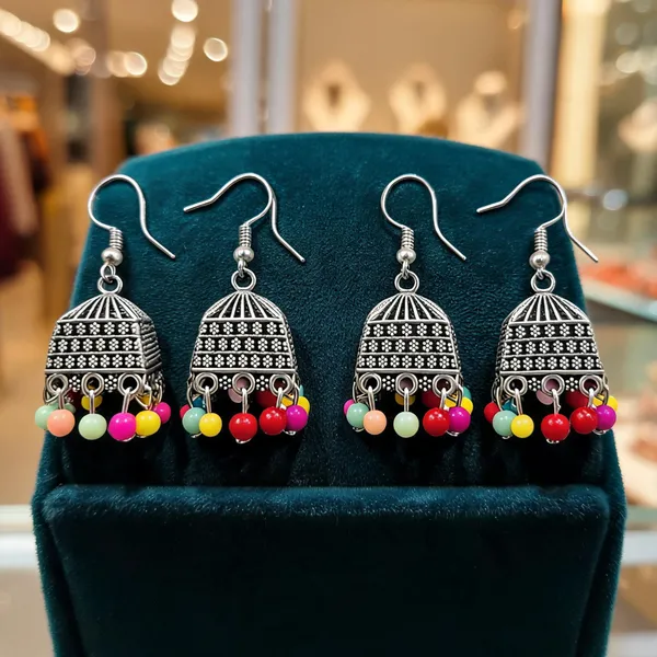 Oxidised_Silver_Alloy_Beaded_Jhumka_Earrings_For_Women_-_Pack_Of_4