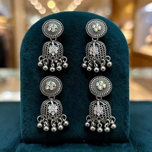 Oxidised_Silver_Alloy_Stone_Studded_Jhumka_For_Women_-_Pack_Of_4