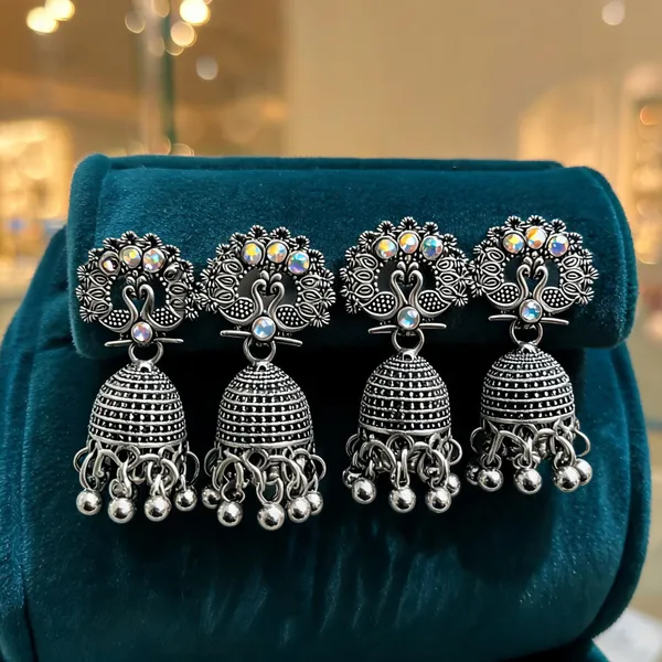 Oxidised_Silver_Alloy_Traditional_Jhumka_For_Women_-_Pack_Of_4