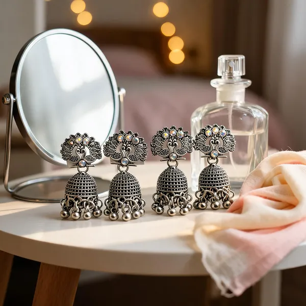Oxidised_Silver_Alloy_Traditional_Jhumka_For_Women_-_Pack_Of_4