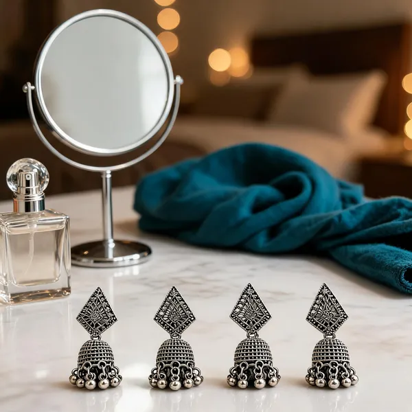 Oxidised_Silver_Alloy_Ethnic_Jhumka_For_Women_-_Pack_Of_4