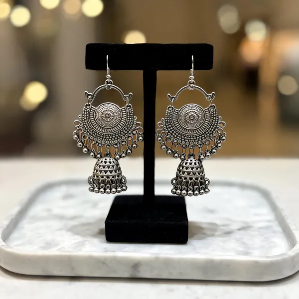 Silver_Alloy_Oxidised_Jhumka_Earrings_For_Women_-_Pack_Of_2