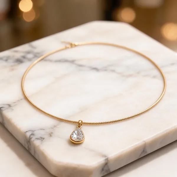 Gold_Tone_Stainless_Steel_Teardrop_Pendant_Necklace_For_Women