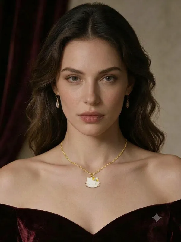 Golden_Stainless_Steel_Cat_Pendant_Necklace_For_Women
