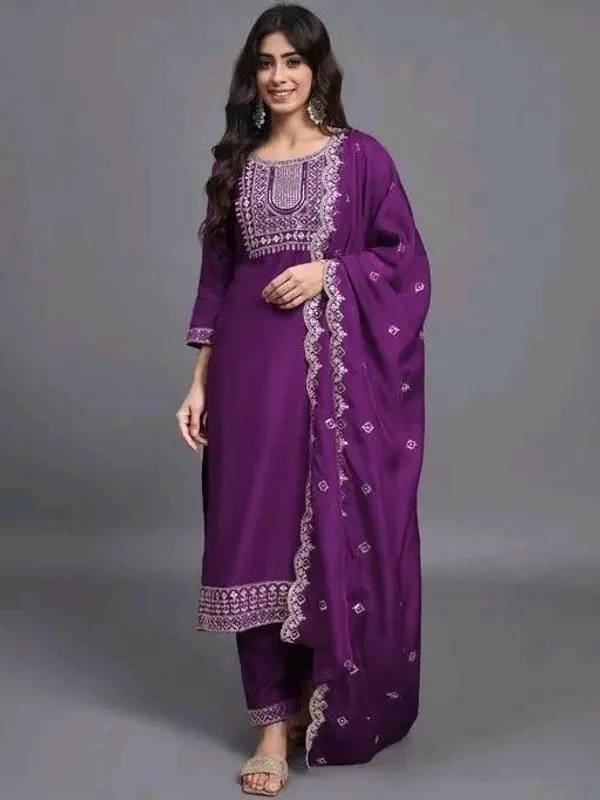Purple_Cotton_Silk_Straight_Kurta_Set_With_Dupatta_For_Women