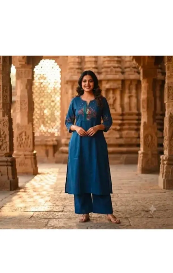 Blue_Cotton_Silk_Straight_Embroidered_Kurta_Set_For_Women