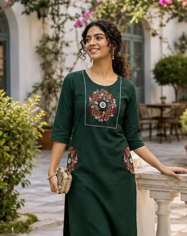 Green_Cotton_Silk_Straight_Kurta_With_Bottomwear_For_Women