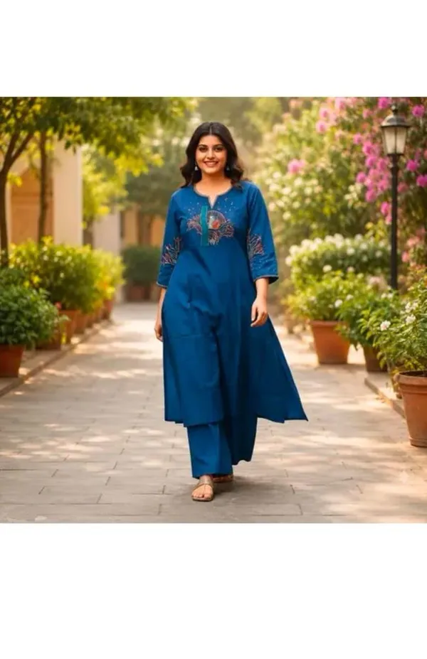 Blue_Cotton_Silk_Straight_Embroidered_Kurta_Set_For_Women