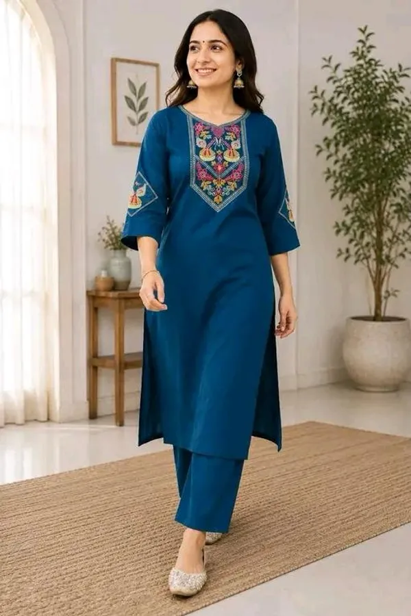 Blue_Cotton_Silk_Straight_Kurta_With_Bottomwear_For_Women