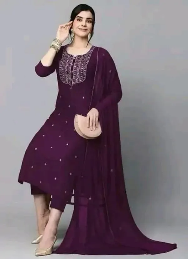 Wine_Cotton_Silk_Straight_Embroidered_Kurta_Set_For_Women