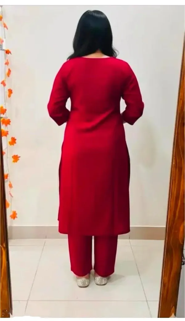 Maroon_Cotton_Silk_Straight_Kurta_With_Bottomwear_For_Women