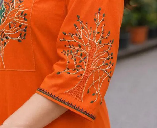 Orange_Cotton_Silk_Straight_Kurta_With_Bottomwear_For_Women