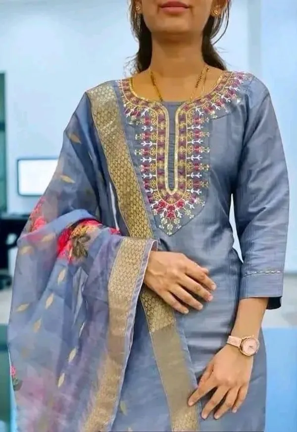 Olive_Blue_Cotton_Silk_Straight_Kurta_Set_With_Dupatta_For_Women