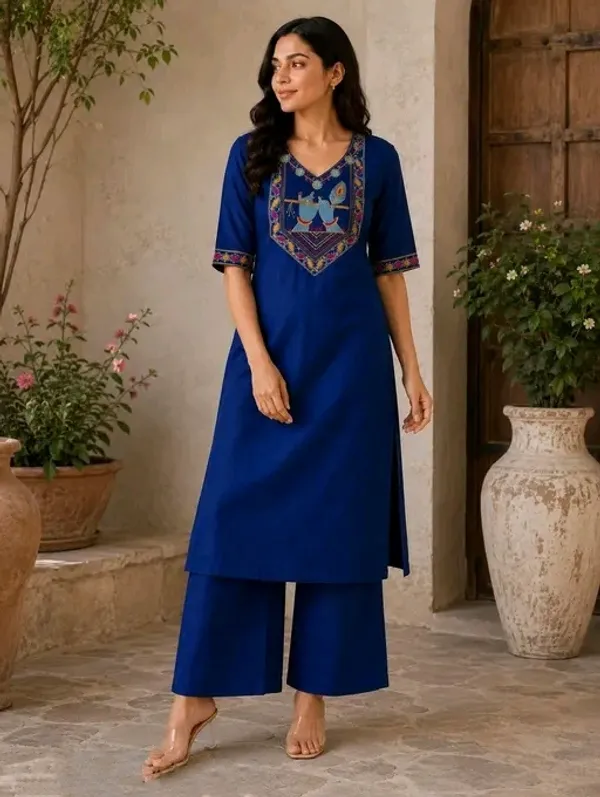 Blue_Cotton_Silk_Straight_Kurta_With_Palazzo_For_Women