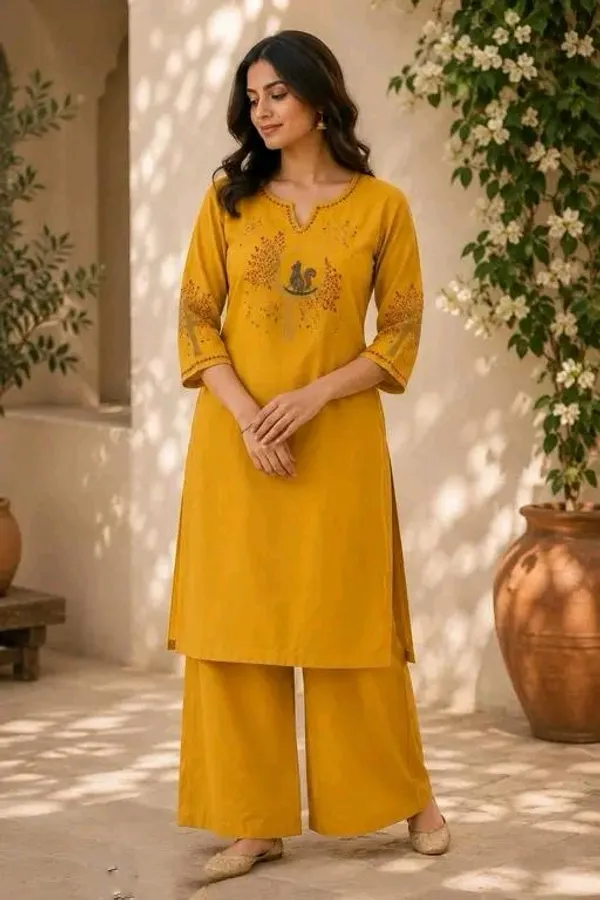 Yellow_Cotton_Silk_Straight_Printed_Kurta_Set_For_Women