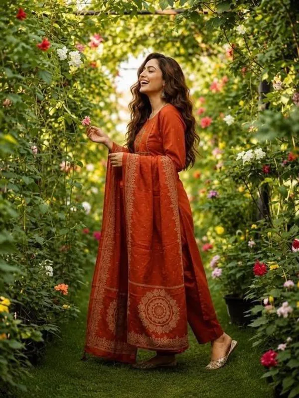 Orange_Cotton_Silk_Straight_Kurta_Set_With_Dupatta_For_Women