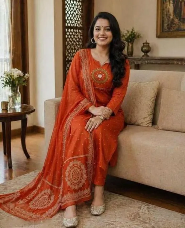 Orange_Cotton_Silk_Straight_Kurta_Set_With_Dupatta_For_Women