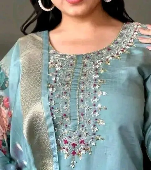 Olive_Green_Cotton_Silk_Straight_Kurta_Set_With_Dupatta_For_Women