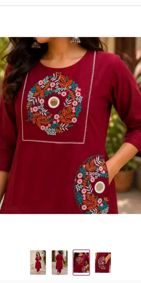 Maroon_Cotton_Silk_Straight_Kurta_With_Bottomwear_For_Women