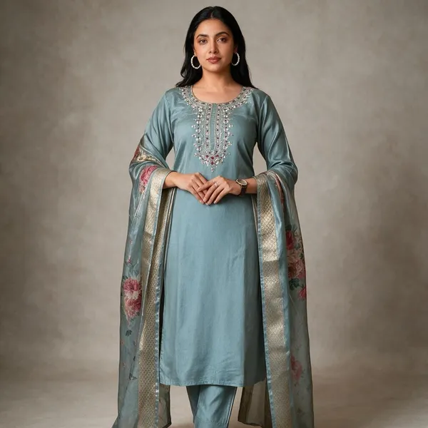 Olive_Green_Cotton_Silk_Straight_Kurta_Set_With_Dupatta_For_Women