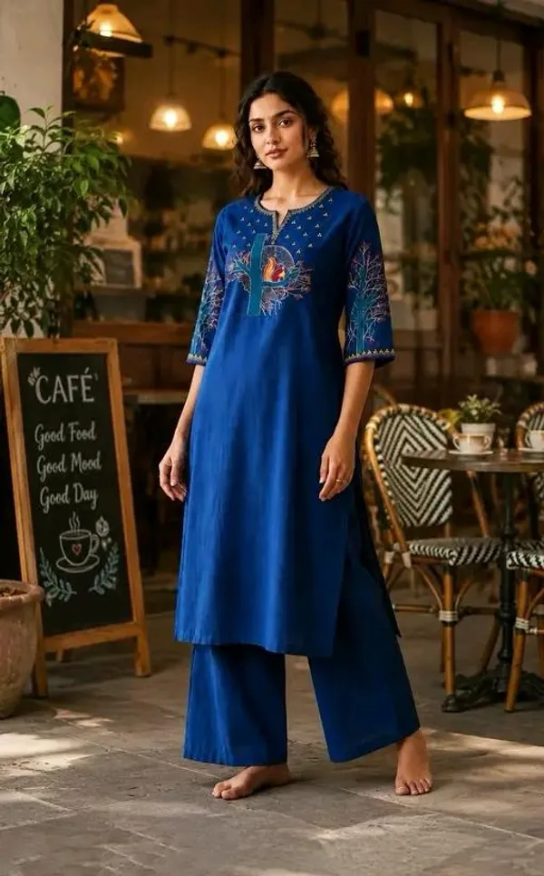 Blue_Cotton_Silk_Straight_Embroidered_Kurta_Set_For_Women