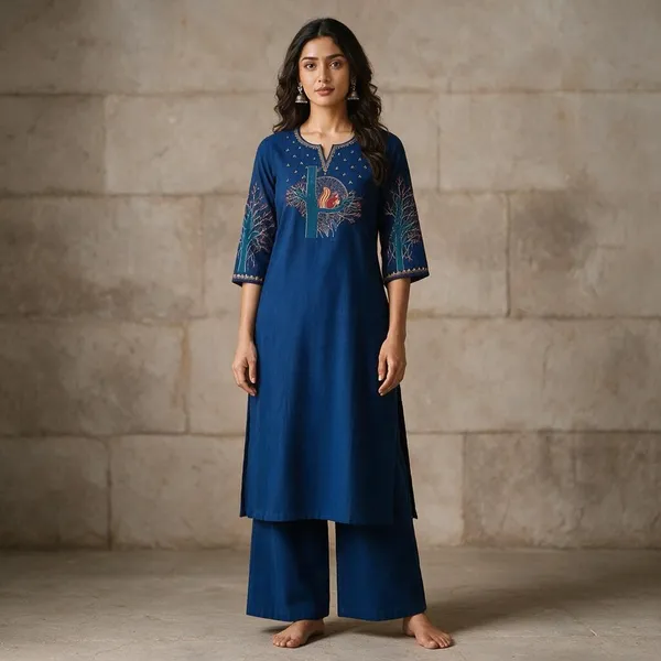 Blue_Cotton_Silk_Straight_Embroidered_Kurta_Set_For_Women