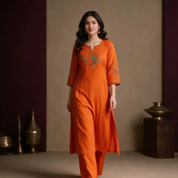 Orange_Cotton_Silk_Straight_Kurta_With_Bottomwear_For_Women