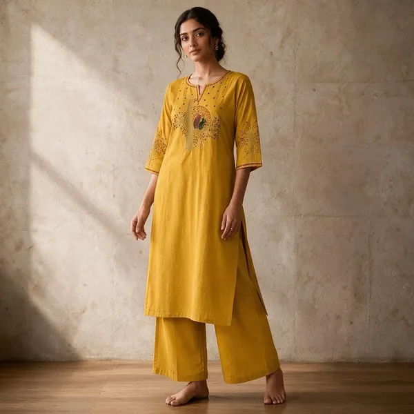 Yellow_Cotton_Silk_Straight_Printed_Kurta_Set_For_Women