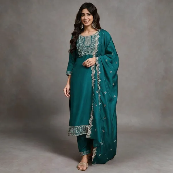 Aqua_Blue_Cotton_Silk_Straight_Kurta_Set_With_Dupatta_For_Women