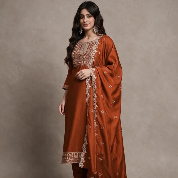 Orange_Cotton_Silk_Straight_Kurta_Set_With_Dupatta_For_Women