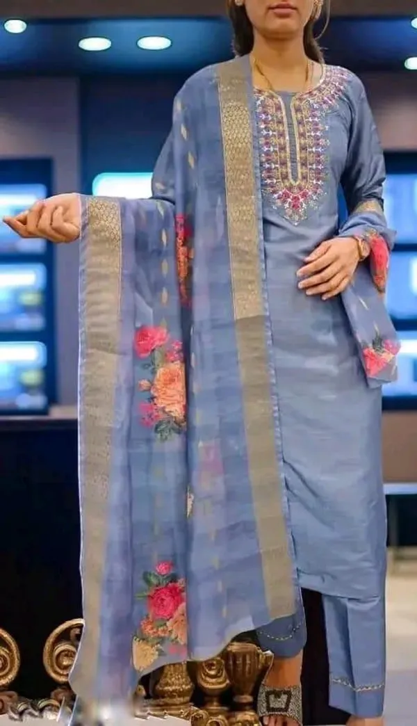 Olive_Blue_Cotton_Silk_Straight_Kurta_Set_With_Dupatta_For_Women