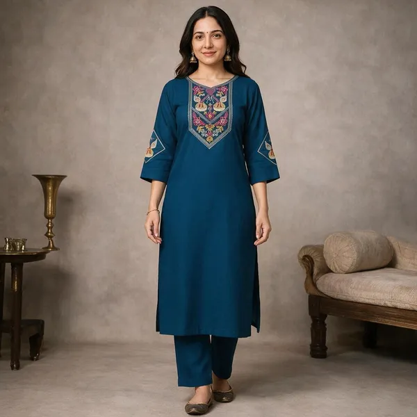Blue_Cotton_Silk_Straight_Kurta_With_Bottomwear_For_Women