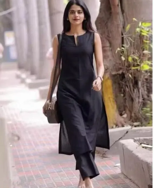Black_Cotton_Silk_Sleeveless_Straight_Kurta_With_Bottomwear_For_Women
