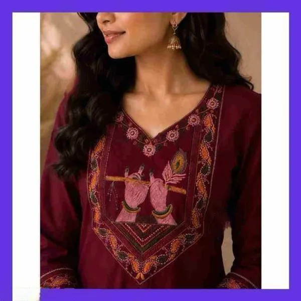 Maroon_Cotton_Silk_Straight_Kurta_With_Palazzo_For_Women