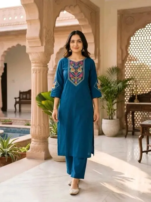 Blue_Cotton_Silk_Straight_Kurta_With_Bottomwear_For_Women