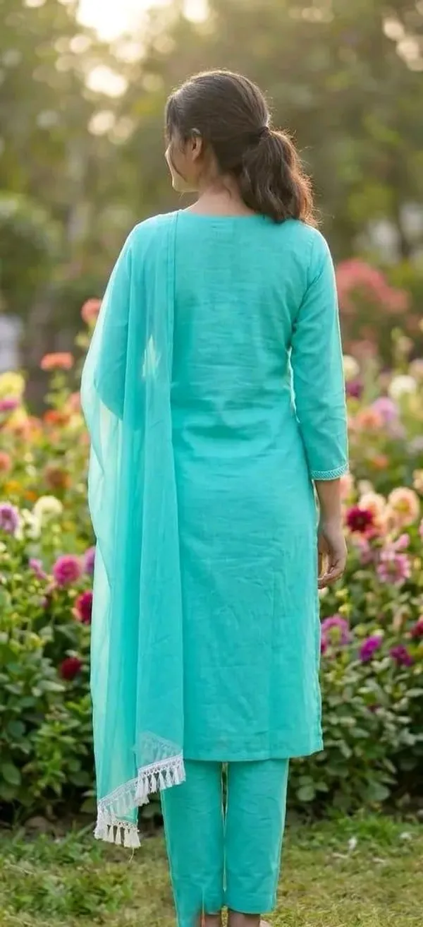 Aqua_Blue_Cotton_Silk_Straight_Embroidered_Kurta_Set_For_Women