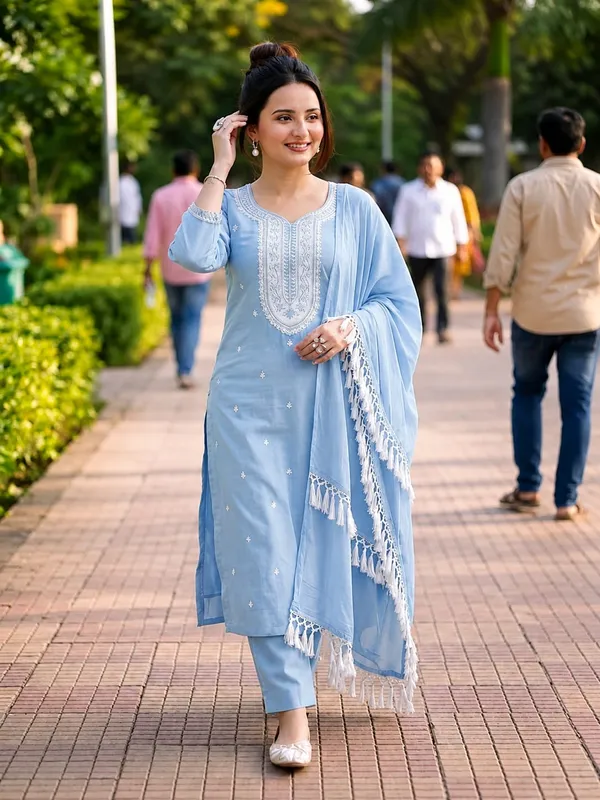 Blue_Cotton_Silk_Straight_Embroidered_Kurta_Set_For_Women