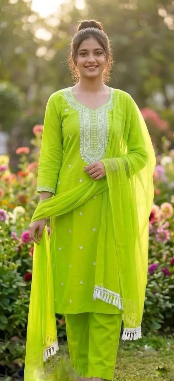 Lemon_Yellow_Cotton_Silk_Straight_Embroidered_Kurta_Set_For_Women