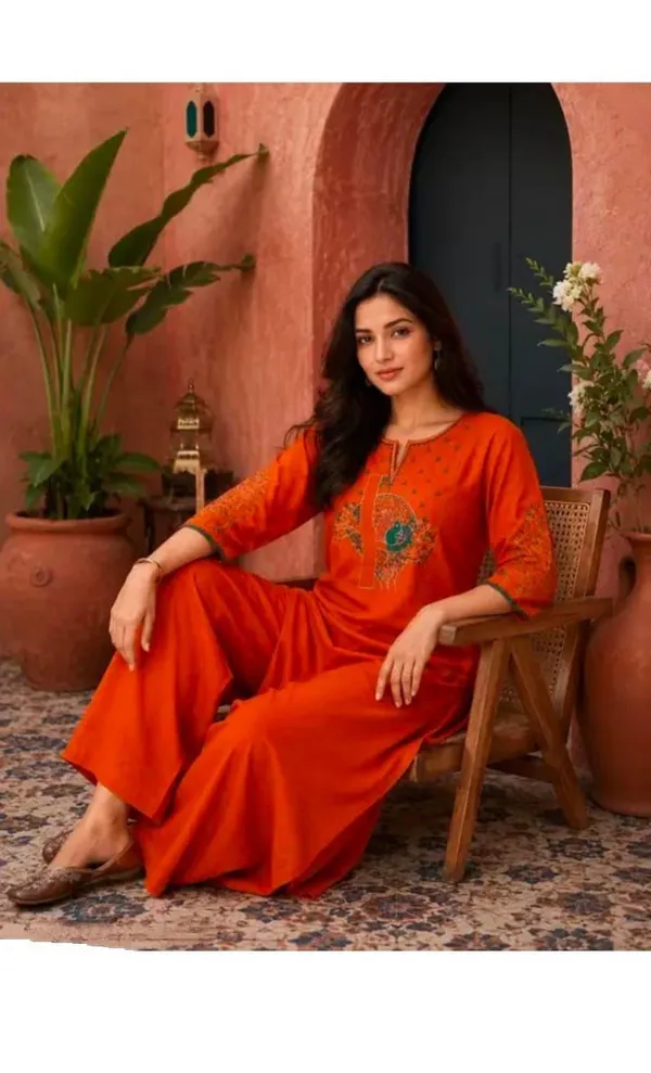 Orange_Cotton_Silk_Straight_Kurta_With_Bottomwear_For_Women