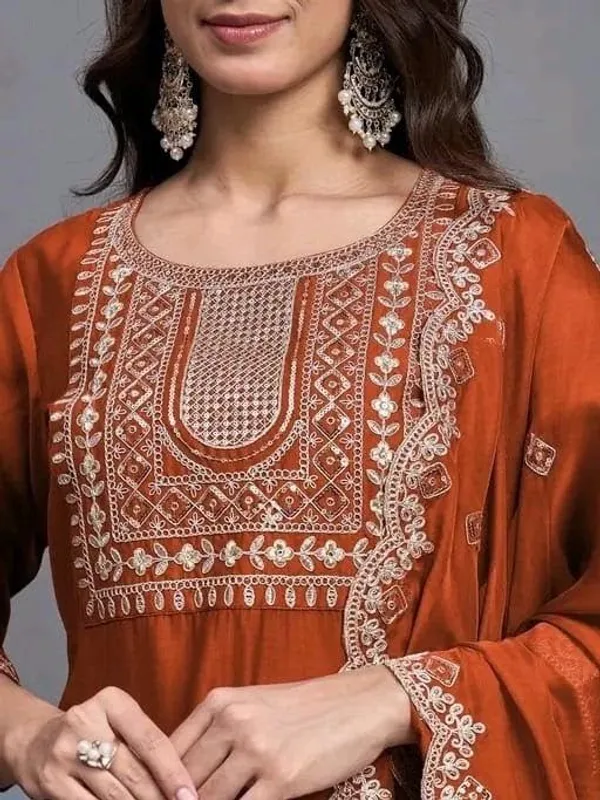 Orange_Cotton_Silk_Straight_Kurta_Set_With_Dupatta_For_Women