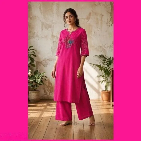 Pink_Cotton_Silk_Straight_Kurta_With_Bottomwear_For_Women