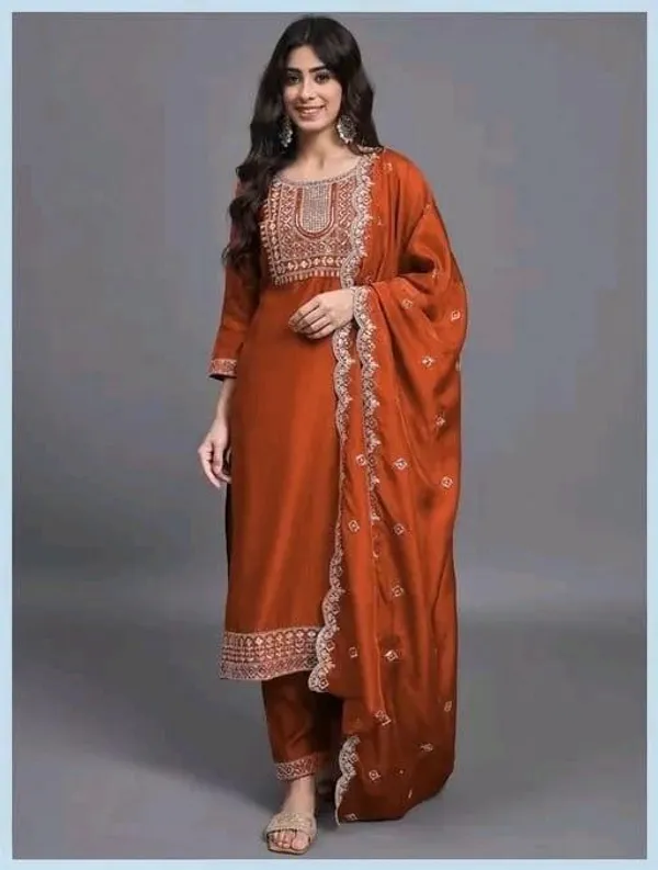 Orange_Cotton_Silk_Straight_Kurta_Set_With_Dupatta_For_Women