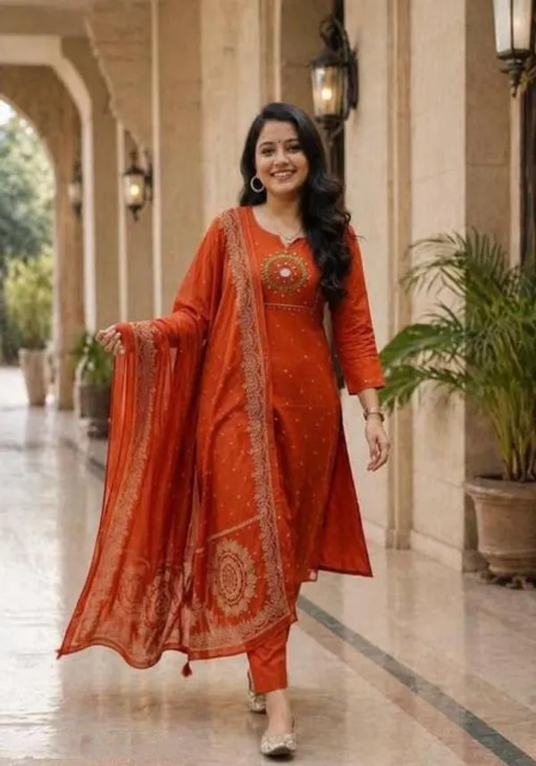 Orange_Cotton_Silk_Straight_Kurta_Set_With_Dupatta_For_Women