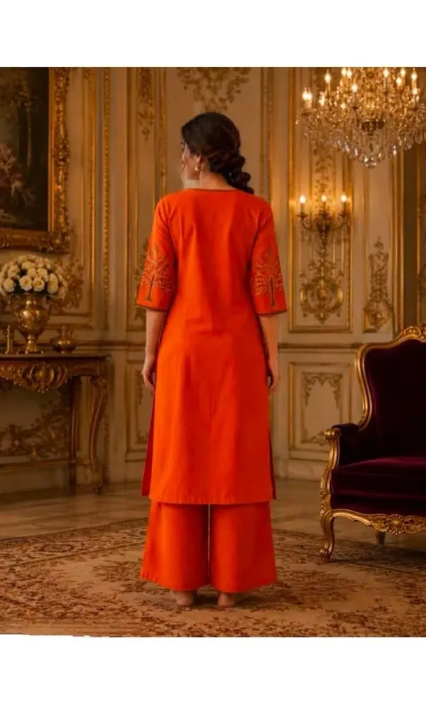 Orange_Cotton_Silk_Straight_Kurta_With_Bottomwear_For_Women