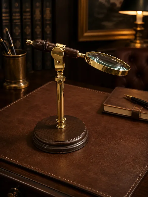 Brass_Wood_Vintage_Gold_Magnifying_Glass_On_Stand